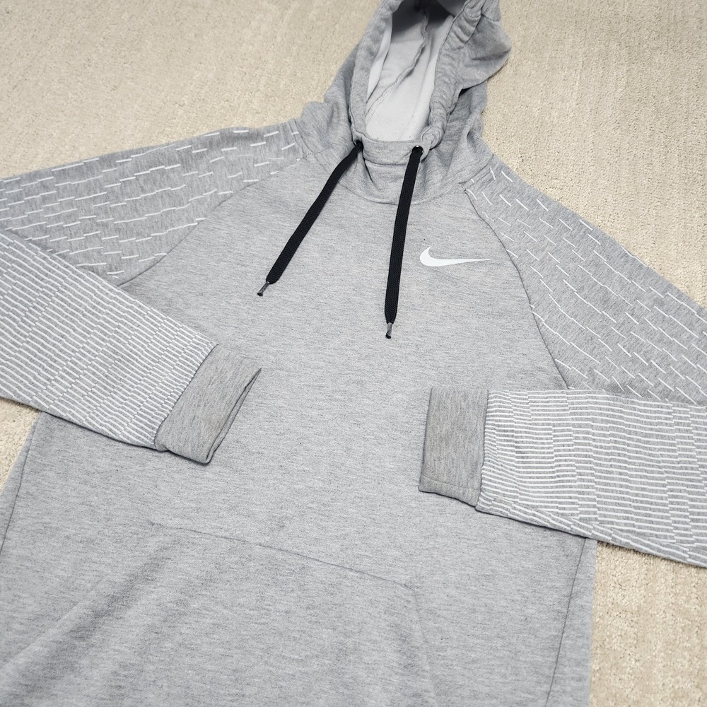 Nike Mens Dri-FIT Training Hoodie Heather Gray Pullover 860467-063 Small